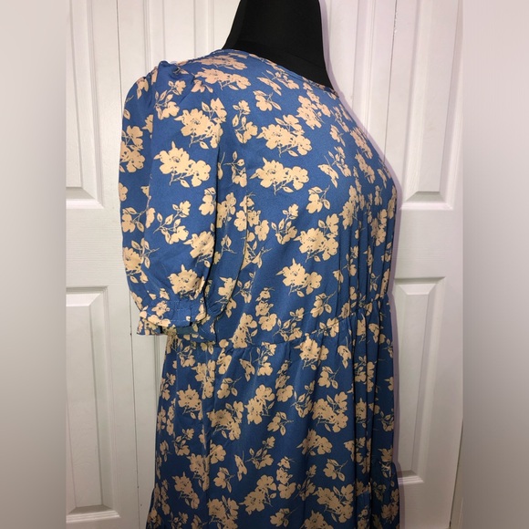 PRETTYGARDEN Women’s Summer Dress Casual Floral Boho Midi Puff Short Sleeve - Picture 6 of 11